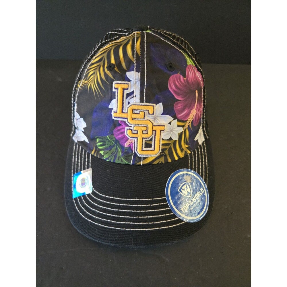 LSU Top Of The World Purple Hibiscus Hat One Size New W Orig Stickers Snapback